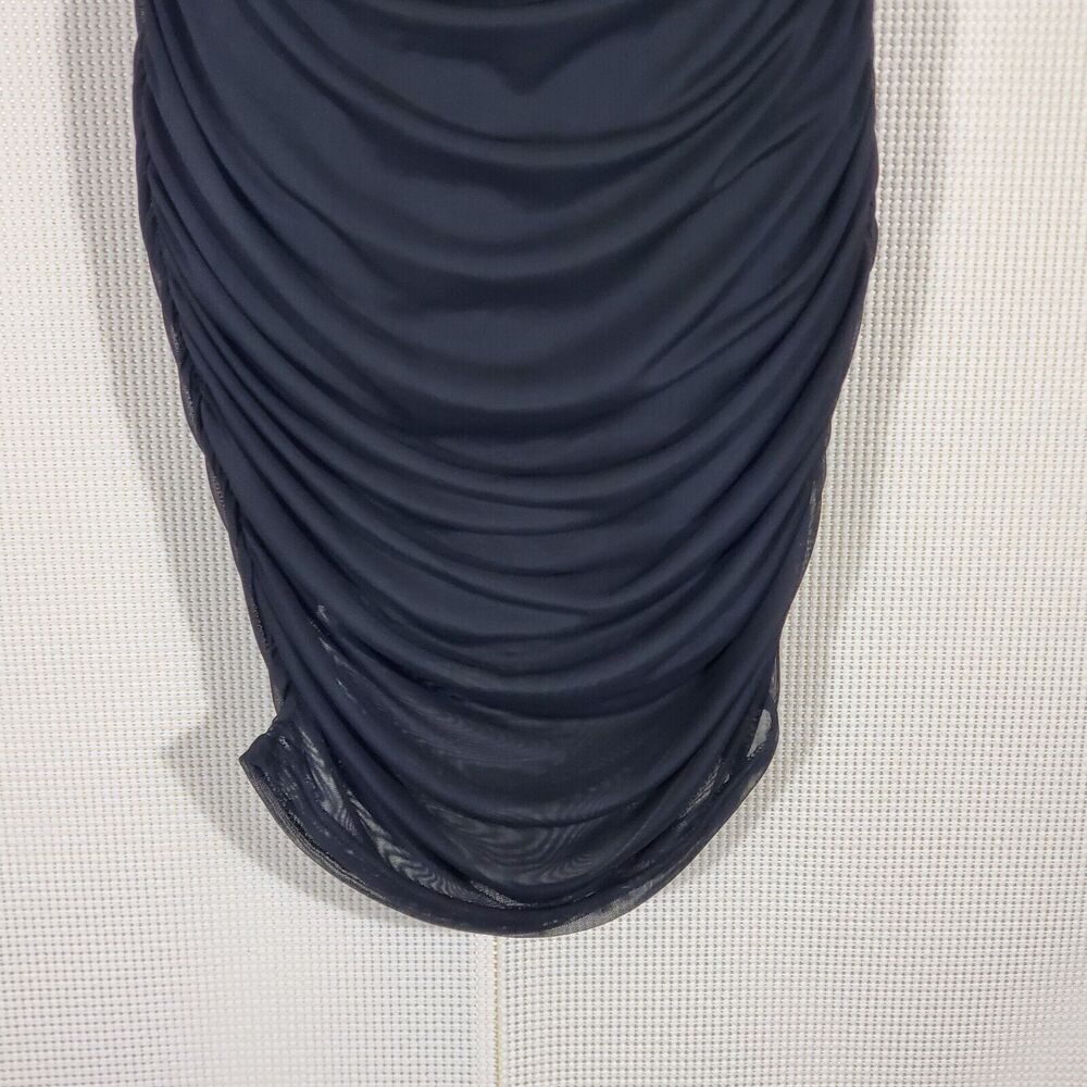 Nasty Gal Dress Womens 6 Black Ruched Sides Mesh Mini Wiggle Bodycon - Picture 4 of 13